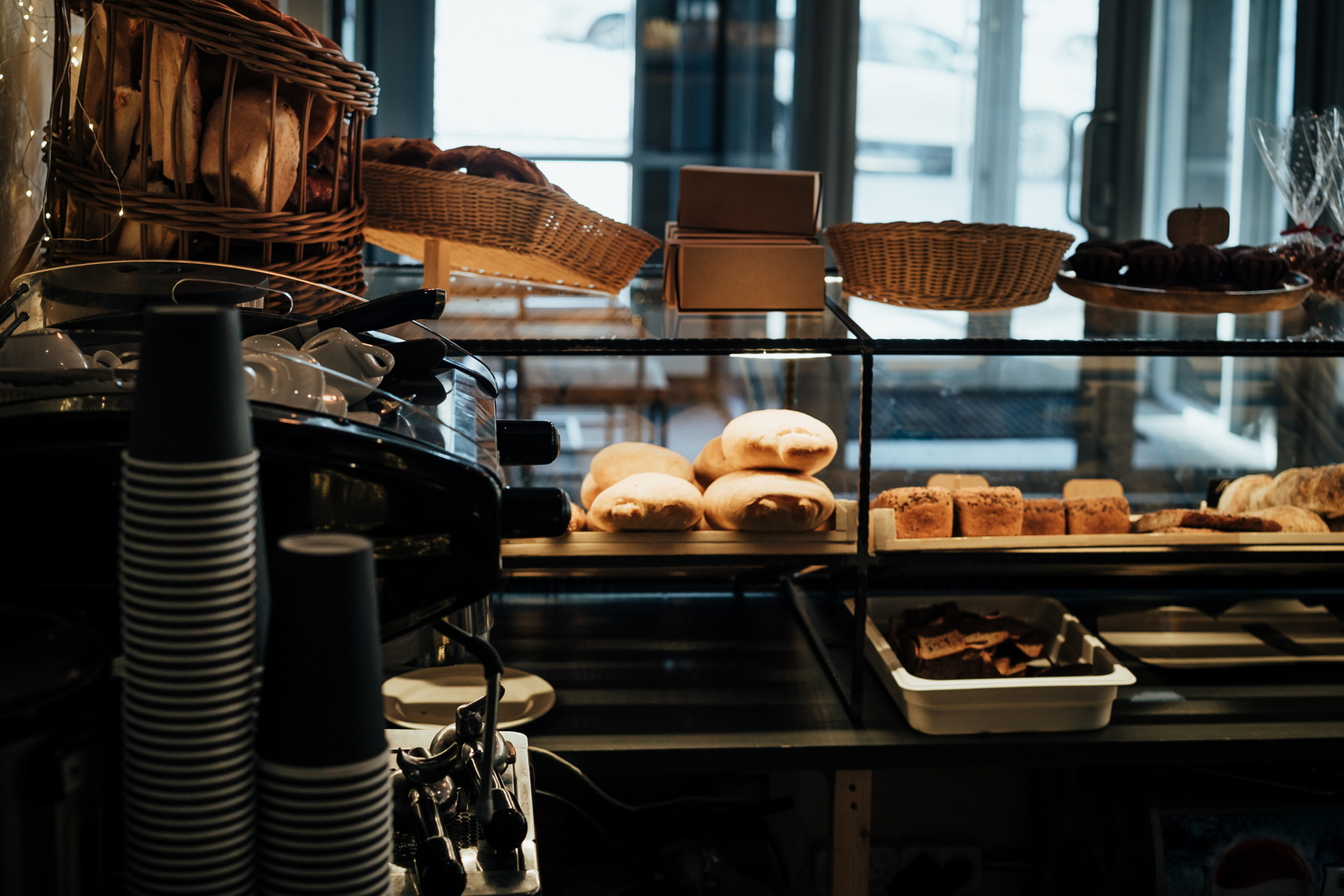 Bakery shop and cafe background.